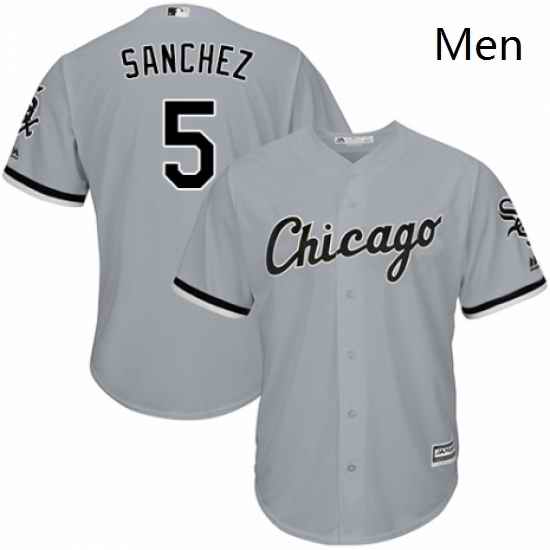 Mens Majestic Chicago White Sox 5 Yolmer Sanchez Replica Grey Road Cool Base MLB Jersey